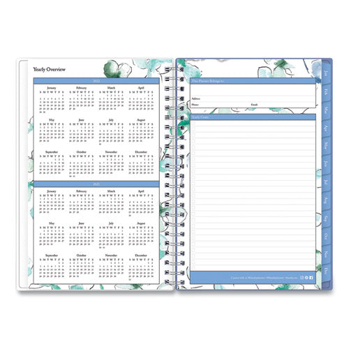Lindley Weekly/monthly Planner, Lindley Floral Artwork, 8 X 5, White/blue/green Cover, 12-month (jan To Dec): 2023
