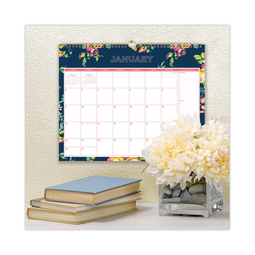 Day Designer Peyton Wall Calendar, Peyton Floral Artwork, 15 X 12, White/navy Sheets, 12-month (jan To Dec): 2024