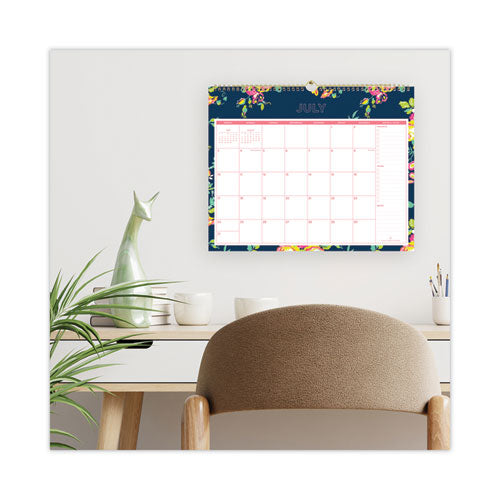 Day Designer Peyton Academic Wall Calendar, Floral Artwork, 15 X 12, White/navy Sheets, 12-month (july-june): 2022-2023