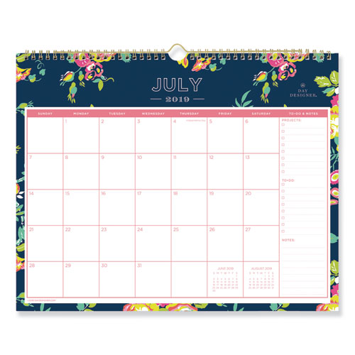 Day Designer Peyton Academic Wall Calendar, Floral Artwork, 11 X 8.75, White Sheets, 12-month (july-june): 2022-2023