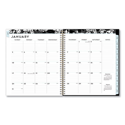 Baccara Dark Monthly Planner, Baccara Dark Floral Artwork, 10 X 8, Gray/black/gold Cover, 12-month (jan To Dec): 2024