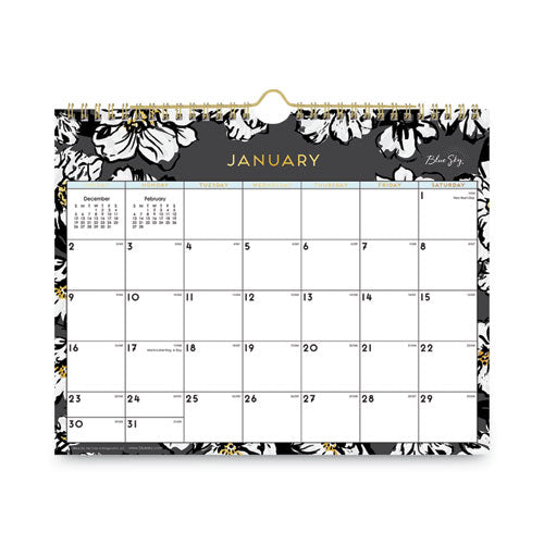 Baccara Dark Wall Calendar, Baccara Dark Floral Artwork, 11 X 8.75, White/black Sheets, 12-month (jan To Dec): 2024
