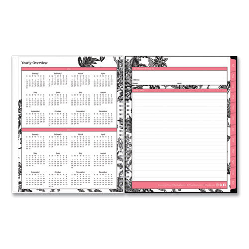 Analeis Create-your-own Cover Weekly/monthly Planner, Floral, 11 X 8.5, White/black/coral, 12-month (july-june): 2022-2023