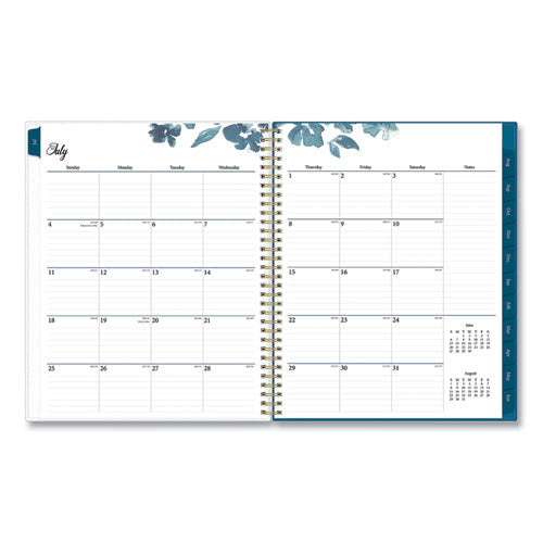 Bakah Blue Academic Year Weekly/monthly Planner, Floral Artwork, 11 X 8.5, Blue/white Cover, 12-month (july-june): 2022-2023