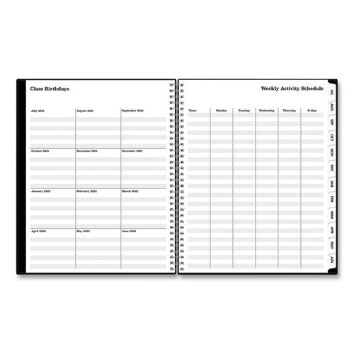 Solid Black Teacher's Weekly/monthly Lesson Planner, Two-page Spread (nine Classes), 11 X 8.5, Black Cover, 2022 To 2023