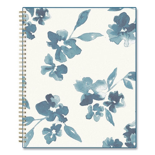 Bakah Blue Weekly/monthly Planner, Bakah Blue Floral Artwork, 11 X 8.5, Blue/white Cover, 12-month (jan To Dec): 2024