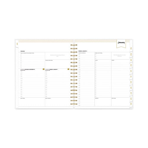 Day Designer Daily/monthly Frosted Planner, Rugby Stripe Artwork, 10x8, Black/white Cover, 12-month (july To June): 2022-2023