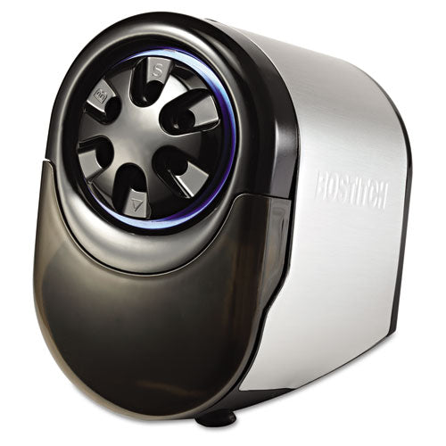 Quietsharp Glow Classroom Electric Pencil Sharpener, Ac-powered, 6.13 X 10.69 X 9, Silver/black