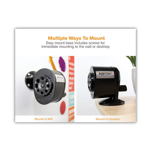 Antimicrobial Manual Pencil Sharpener, Manually-powered, 5.44 X 2.69 X 4.33, Black