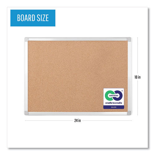 Earth Cork Board, 24 X 18, Natural Surface, Silver Aluminum Frame