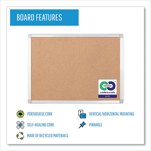 Earth Cork Board, 24 X 18, Natural Surface, Silver Aluminum Frame