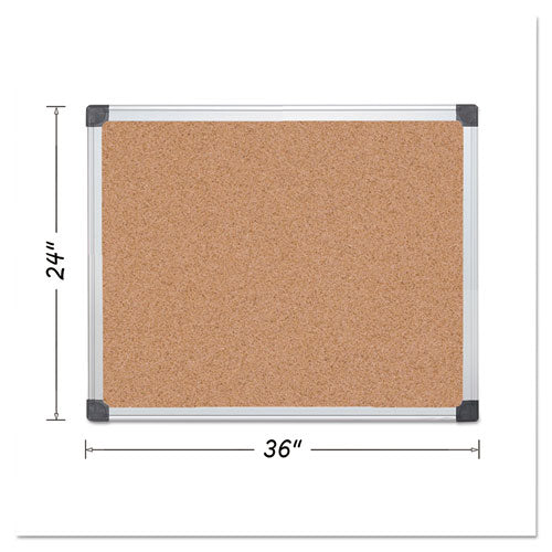 Value Cork Bulletin Board With Aluminum Frame, 24 X 36, Natural Surface, Silver Aluminum Frame