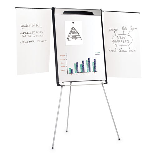 Tripod Extension Bar Magnetic Dry-erase Easel, 69" To 78" High, Black/silver