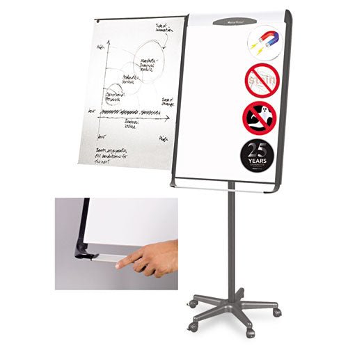 Platinum Mobile Easel, 29 X 41, White Surface, Black Plastic Frame