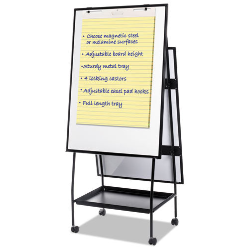 Creation Station Dry Erase Board, 29.5 X 74.88, White Surface, Black Metal Frame