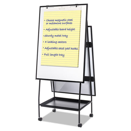 Creation Station Magnetic Dry Erase Board, 29.5 X 74.88, White Surface, Black Metal Frame