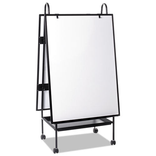 Creation Station Magnetic Dry Erase Board, 29.5 X 74.88, White Surface, Black Metal Frame