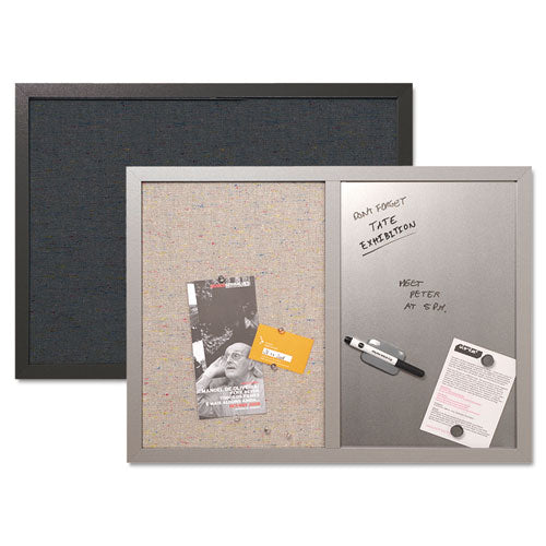 Designer Fabric Bulletin Board, 24 X 18, Gray Surface, Gray Mdf Wood Frame