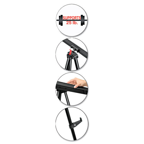 Telescoping Tripod Display Easel, Adjusts 38" To 69" High, Metal, Black