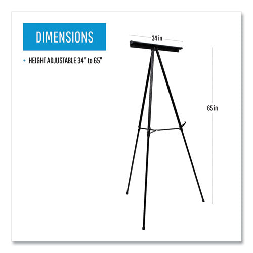 Telescoping Tripod Display Easel, Adjusts 35" To 64" High, Metal, Black