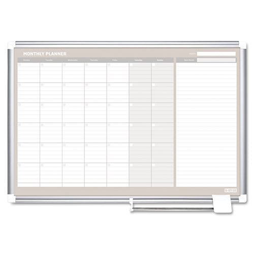 Magnetic Dry Erase Calendar Board, Four Month, 36 X 24, White Surface, Silver Aluminum Frame