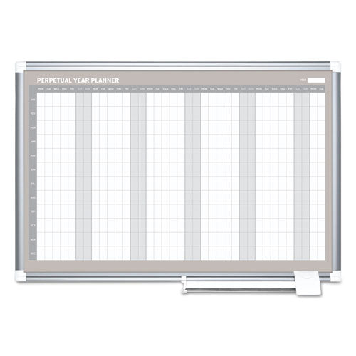 Magnetic Dry Erase Calendar Board, Four Month, 36 X 24, White Surface, Silver Aluminum Frame