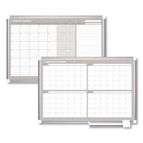 Magnetic Dry Erase Calendar Board, 12-month Calendar, 48 X 36, White Surface, Silver Aluminum Frame