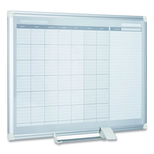 Magnetic Dry Erase Calendar Board, One Month, 48 X 36, White Surface, Silver Aluminum Frame