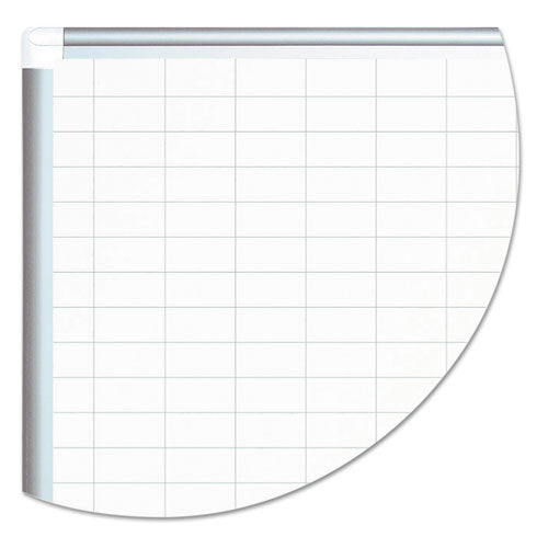 Gridded Magnetic Steel Dry Erase Planning Board, 1 X 2 Grid, 36 X 24, White Surface, Silver Aluminum Frame