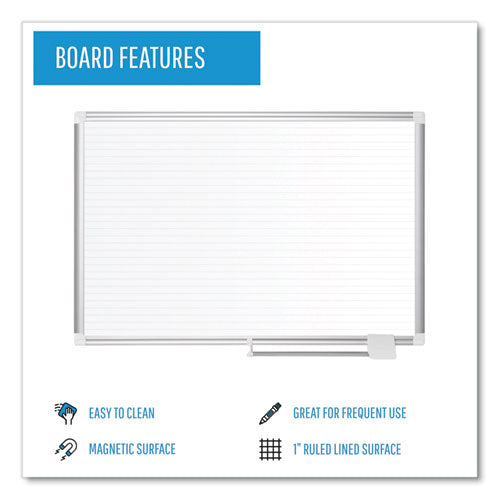 Ruled Magnetic Steel Dry Erase Planning Board, 48 X 36, White Surface, Silver Aluminum Frame