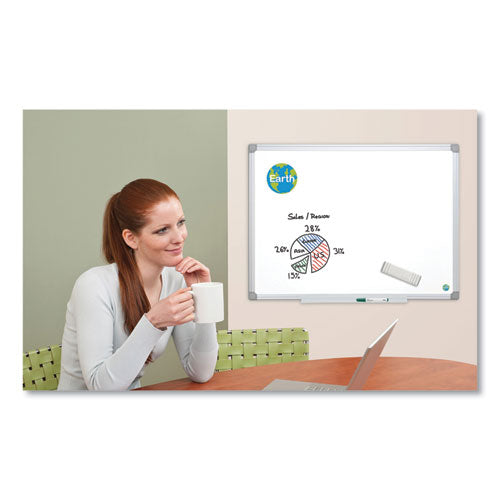 Earth Silver Easy-clean Dry Erase Board, Reversible, 72 X 48, White Surface, Silver Aluminum Frame