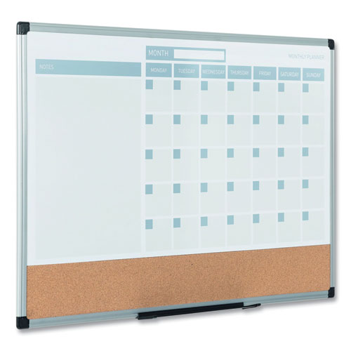 3-in-1 Planner Board, 24 X 18, Natural/white Surface, Silver Aluminum Frame