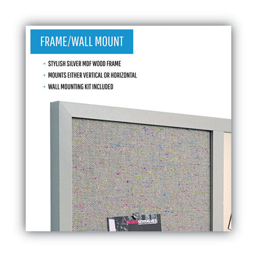 Designer Combo Fabric Bulletin/dry Erase  Board, 24 X 18, White/gray Surface, Gray Mdf Wood Frame