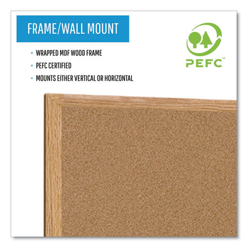 Earth Cork Board, 72 X 48, Natural Surface, Oak Wood Frame