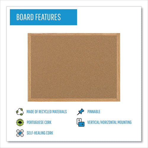 Earth Cork Board, 72 X 48, Natural Surface, Oak Wood Frame