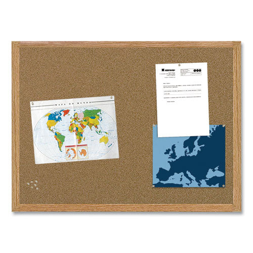 Earth Cork Board, 72 X 48, Natural Surface, Oak Wood Frame