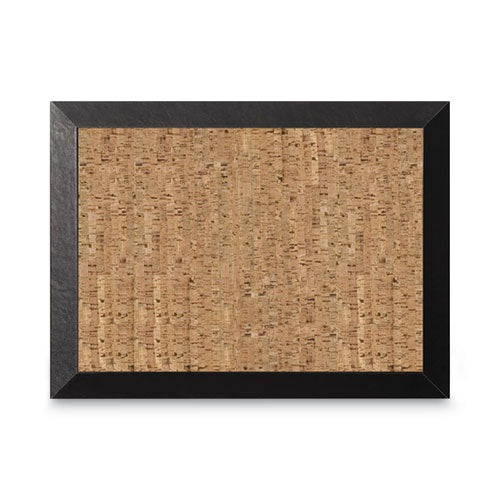 Natural Cork Bulletin Board, 24 X 18, Natural Surface, Black Wood Frame