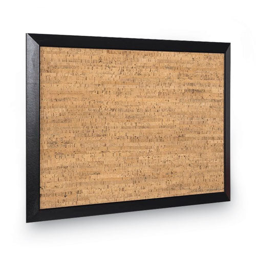 Natural Cork Bulletin Board, 24 X 18, Natural Surface, Black Wood Frame