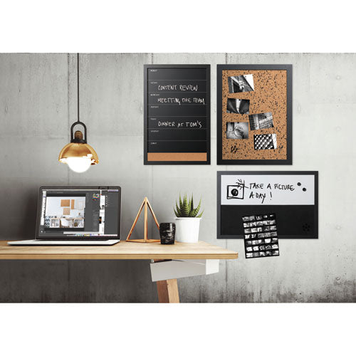 Black Shadow Message Board Set: (1) Bulletin, (1) Bulletin/dry Erase, (1) Magnetic Dry Erase, Assorted Sizes, Black Frames