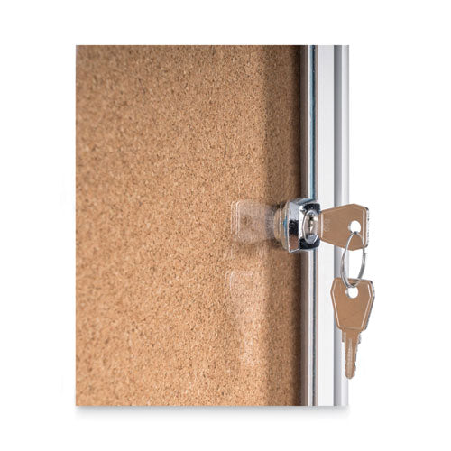 Slim-line Enclosed Cork Bulletin Board, One Door, 47 X 38, Cork Surface, Aluminum Frame