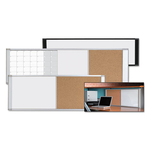 Combo Cubicle Workstation Dry Erase/cork Board, 48 X 18, Natural/white Surface, Aluminum Frame