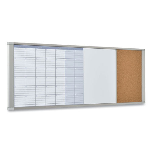 Magnetic Calendar Combo Board, 48 X 18, White Surface, Aluminum Frame