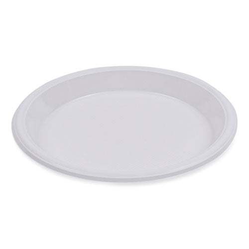 Vajilla de plástico de alto impacto, plato, 10" de diámetro, blanco, 500/cartón