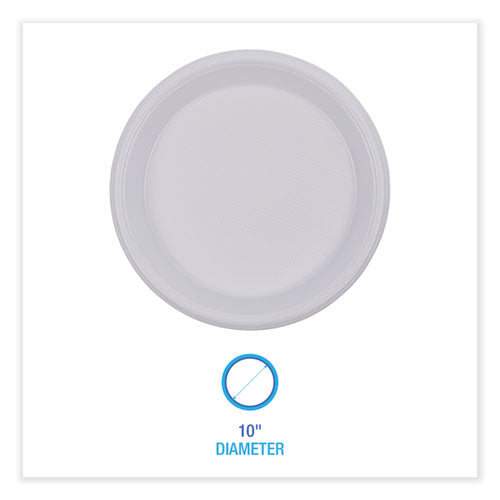 Vajilla de plástico de alto impacto, plato, 10" de diámetro, blanco, 500/cartón