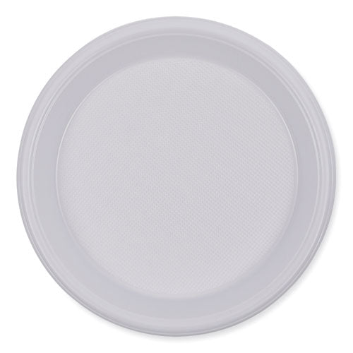 Vajilla de plástico de alto impacto, plato, 10" de diámetro, blanco, 500/cartón