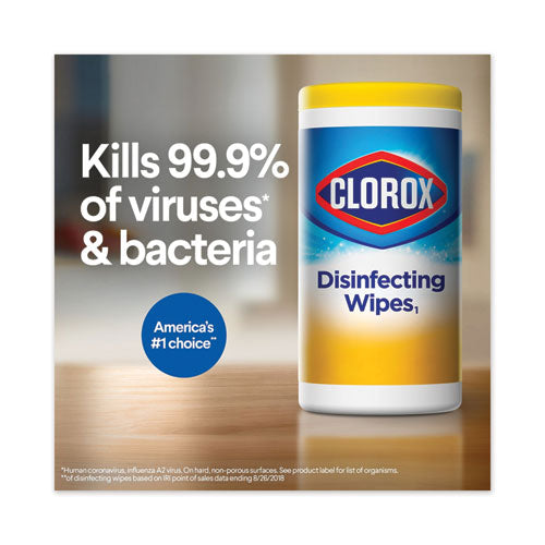 Disinfecting Wipes, 1-ply, 7 X 8, Crisp Lemon, White, 35/canister, 12 Canisters/carton