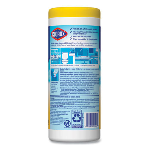 Disinfecting Wipes, 1-ply, 7 X 8, Crisp Lemon, White, 35/canister, 12 Canisters/carton