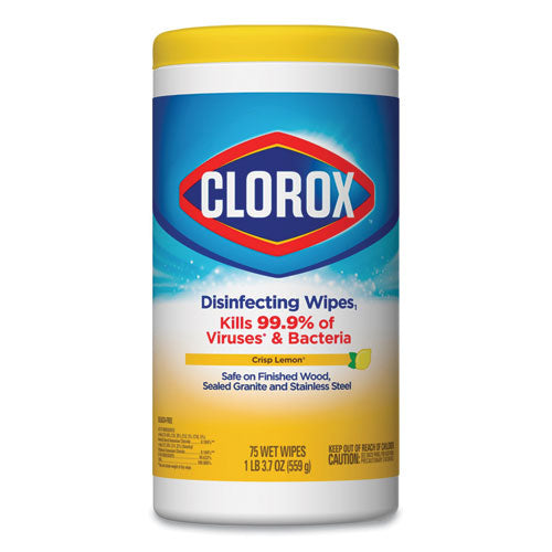 Disinfecting Wipes, 1-ply, 7 X 7.75, Crisp Lemon, White, 75/canister, 6 Canisters/carton