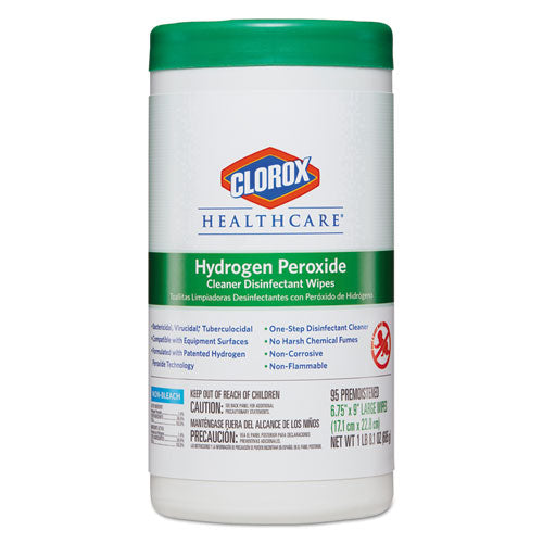 Hydrogen Peroxide Cleaner Disinfectant Wipes, 11 X 12, Unscented, White, 185/canister, 2 Canisters/carton
