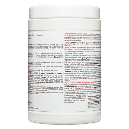 Dispatch Cleaner Disinfectant Towels, 1-ply, 6.75 X 8, Unscented, White, 150/canister, 8 Canisters/carton